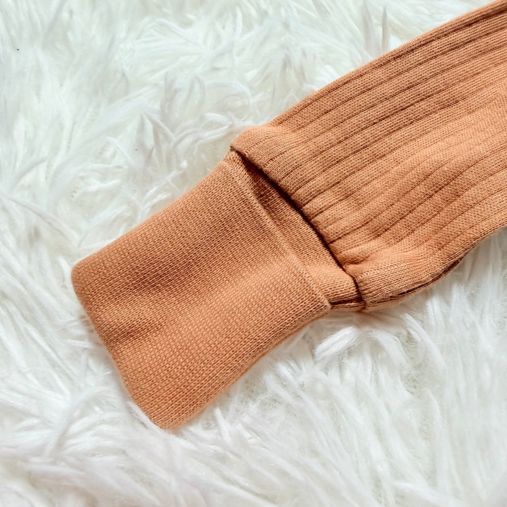Colored Organics 0-3M Ribbed Kimono Bodysuit Long Sleeve Side Snap Orange - Picture 6 of 8